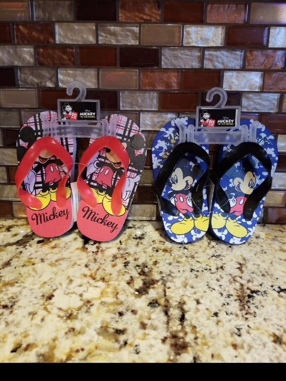Disney Mickey Kids Flip Flops in Red and Blue